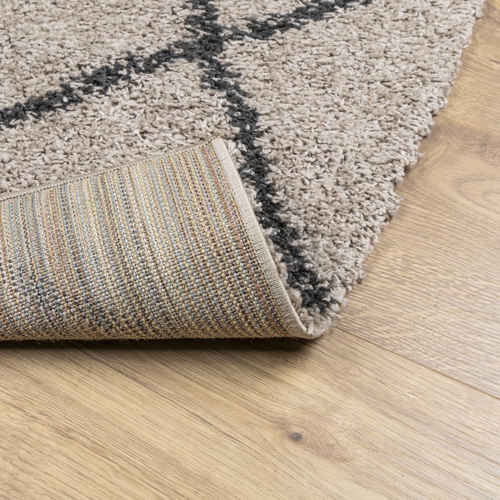 Tapis Shaggy À Poils Longs Moderne Beige Anthracite Beige Et Anthracite-La-Fabrique-Industrielle