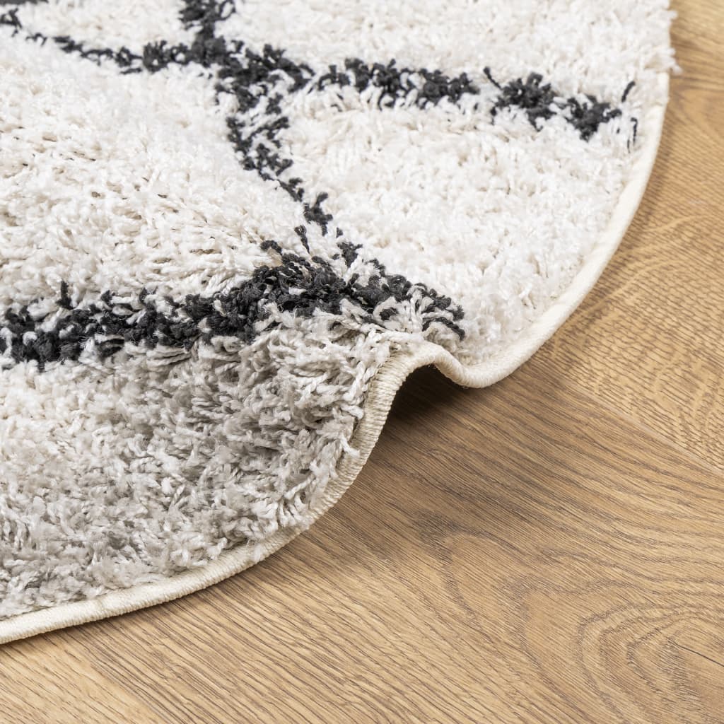 Tapis Shaggy À Poils Longs Moderne Crème Et Noir-La-Fabrique-Industrielle