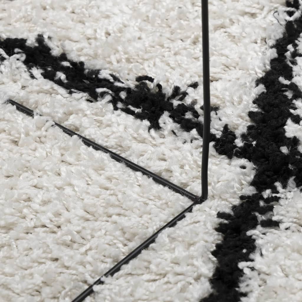 Tapis Shaggy À Poils Longs Moderne Crème Et Noir-La-Fabrique-Industrielle