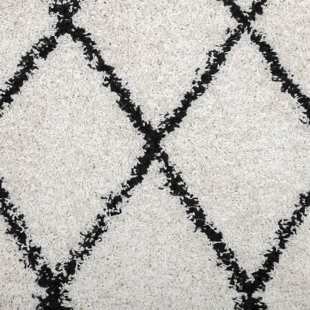 Tapis Shaggy À Poils Longs Moderne Crème Et Noir-La-Fabrique-Industrielle