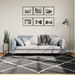 Tapis Shaggy À Poils Longs Moderne Noir Et Crème-200 x 200 cm-La-Fabrique-Industrielle