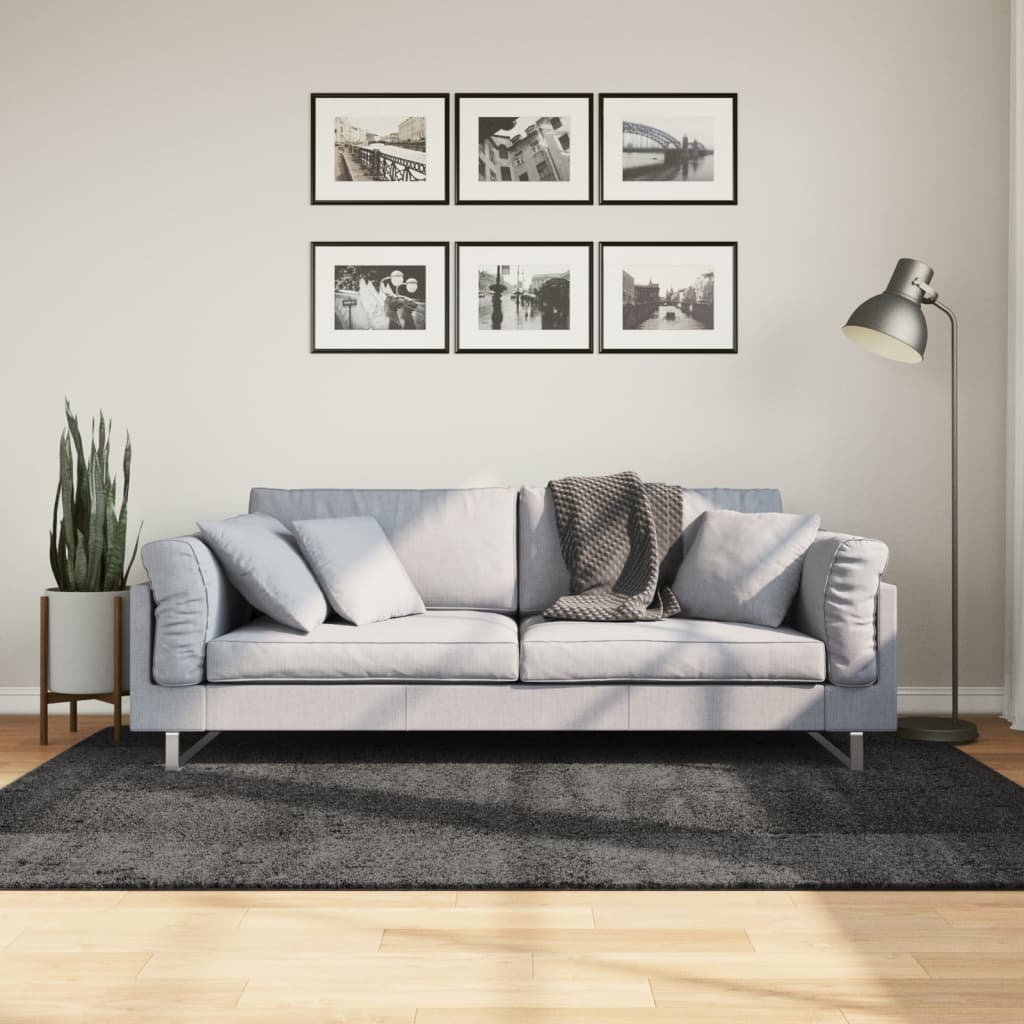 Tapis Shaggy Pamplona Poils Longs Moderne Anthracite-140 x 200 cm-La-Fabrique-Industrielle