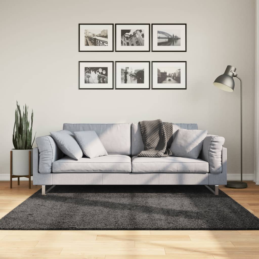 Tapis Shaggy Pamplona Poils Longs Moderne Anthracite-160 x 160 cm-La-Fabrique-Industrielle