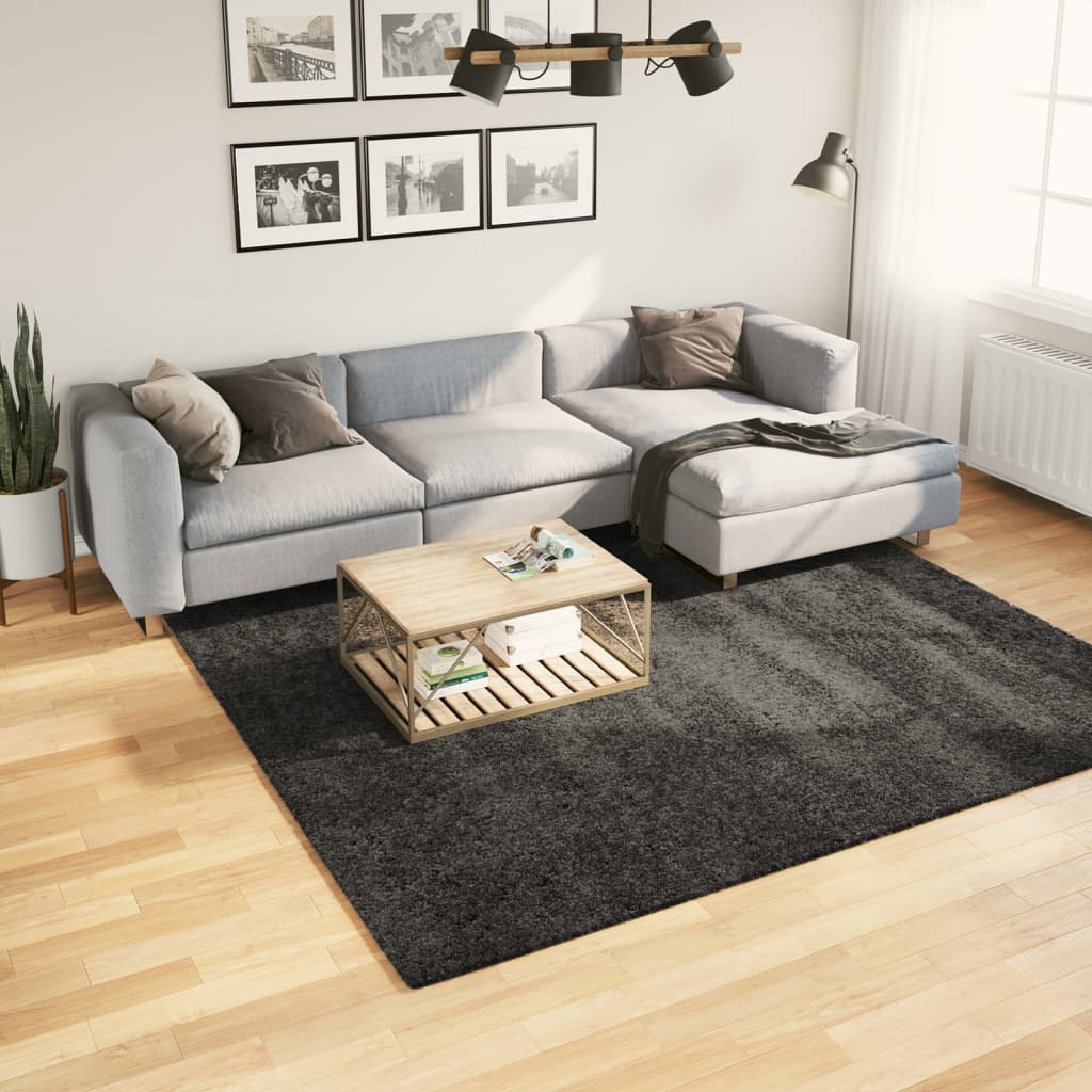 Tapis Shaggy Pamplona Poils Longs Moderne Anthracite-240 x 240 cm-La-Fabrique-Industrielle