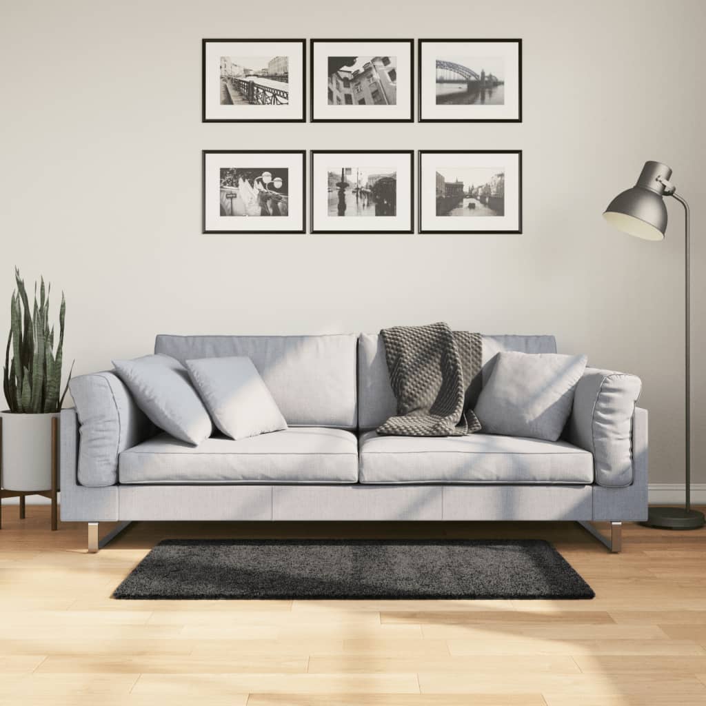 Tapis Shaggy Pamplona Poils Longs Moderne Anthracite-60 x 110 cm-La-Fabrique-Industrielle