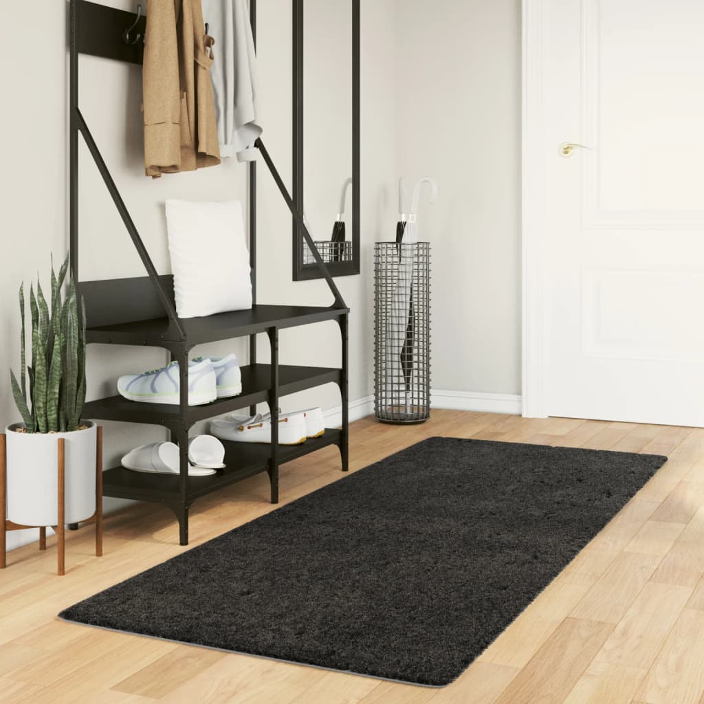 Tapis Shaggy Pamplona Poils Longs Moderne Anthracite-80 x 200 cm-La-Fabrique-Industrielle