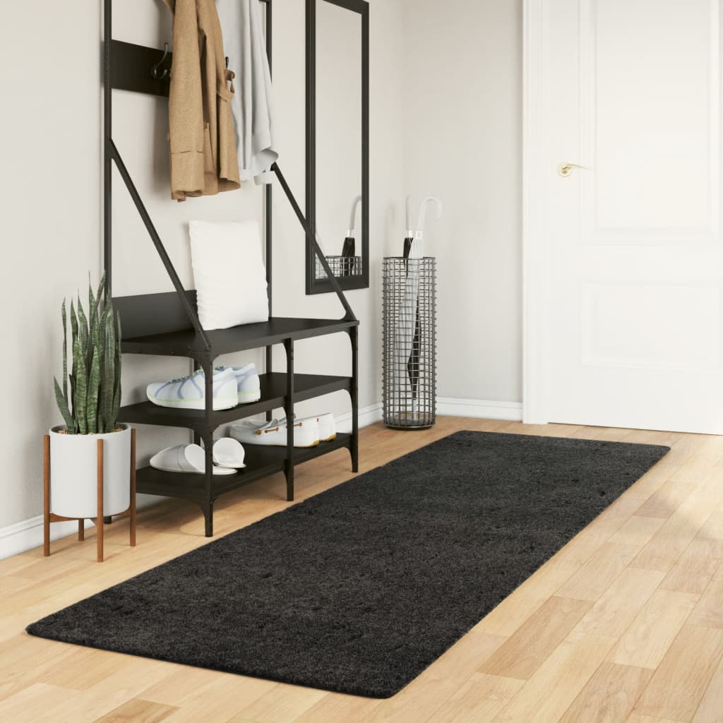 Tapis Shaggy Pamplona Poils Longs Moderne Anthracite-80 x 250 cm-La-Fabrique-Industrielle