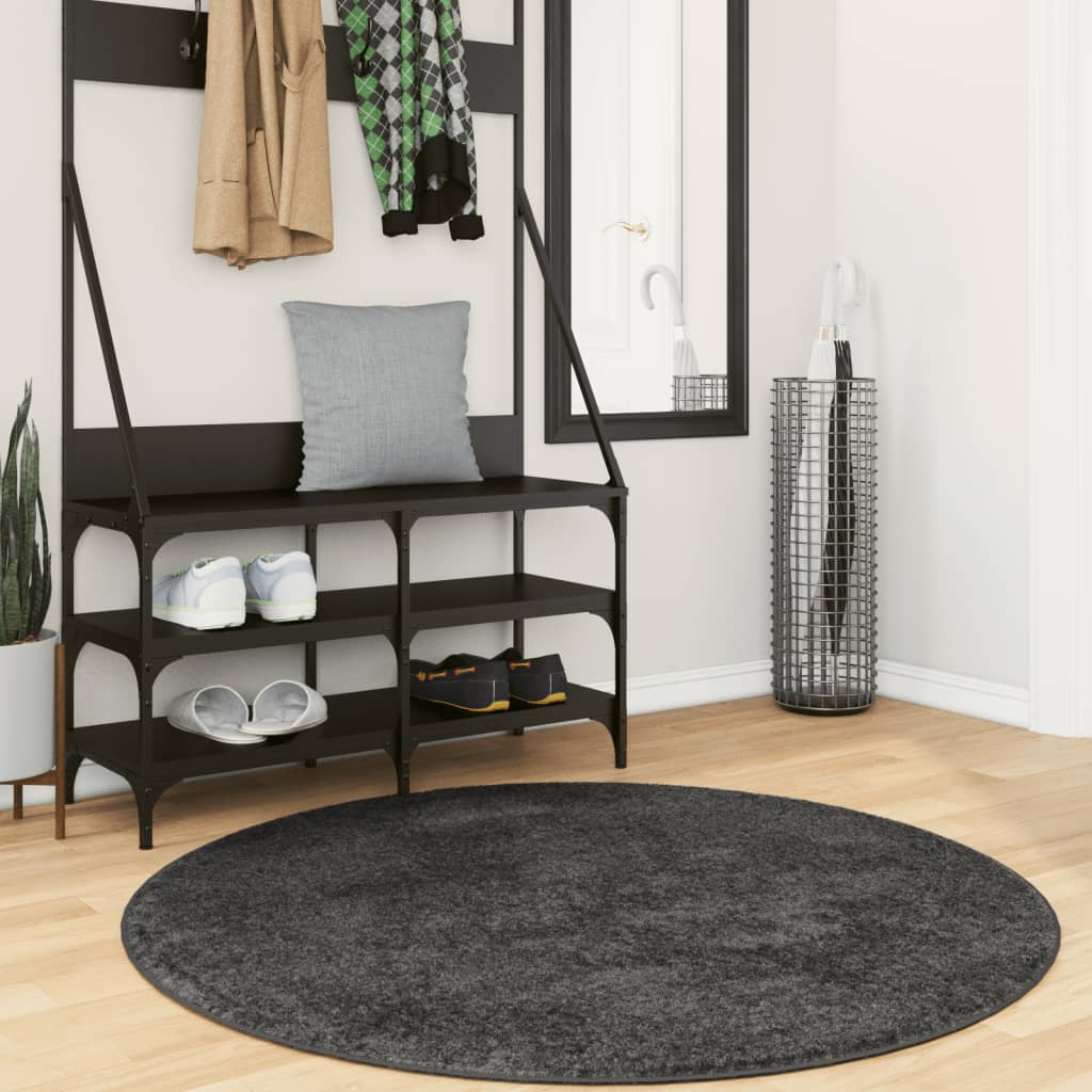 Tapis Shaggy Pamplona Poils Longs Moderne Anthracite-Ø 120 cm-La-Fabrique-Industrielle