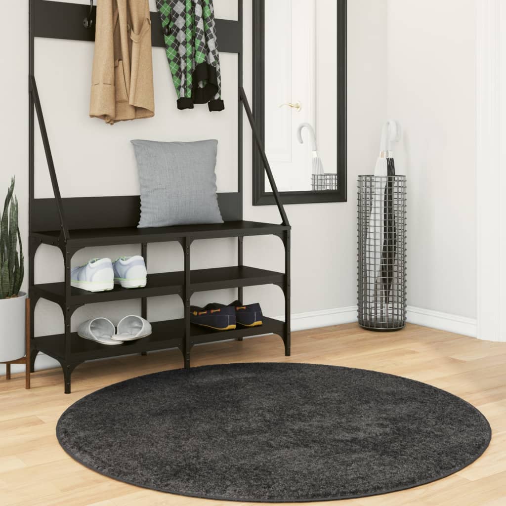 Tapis Shaggy Pamplona Poils Longs Moderne Anthracite-Ø 160 cm-La-Fabrique-Industrielle