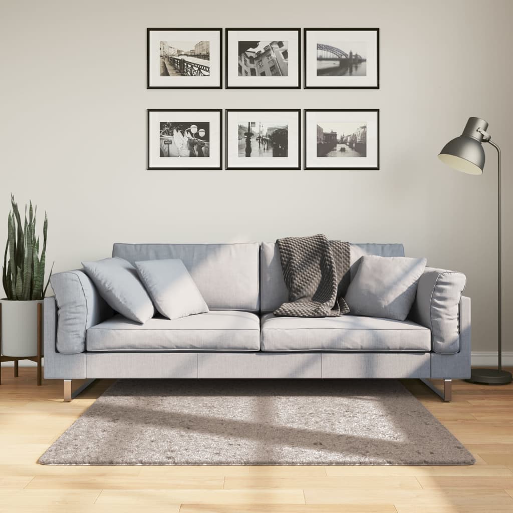 Tapis Shaggy Pamplona Poils Longs Moderne Beige-120 x 120 cm-La-Fabrique-Industrielle