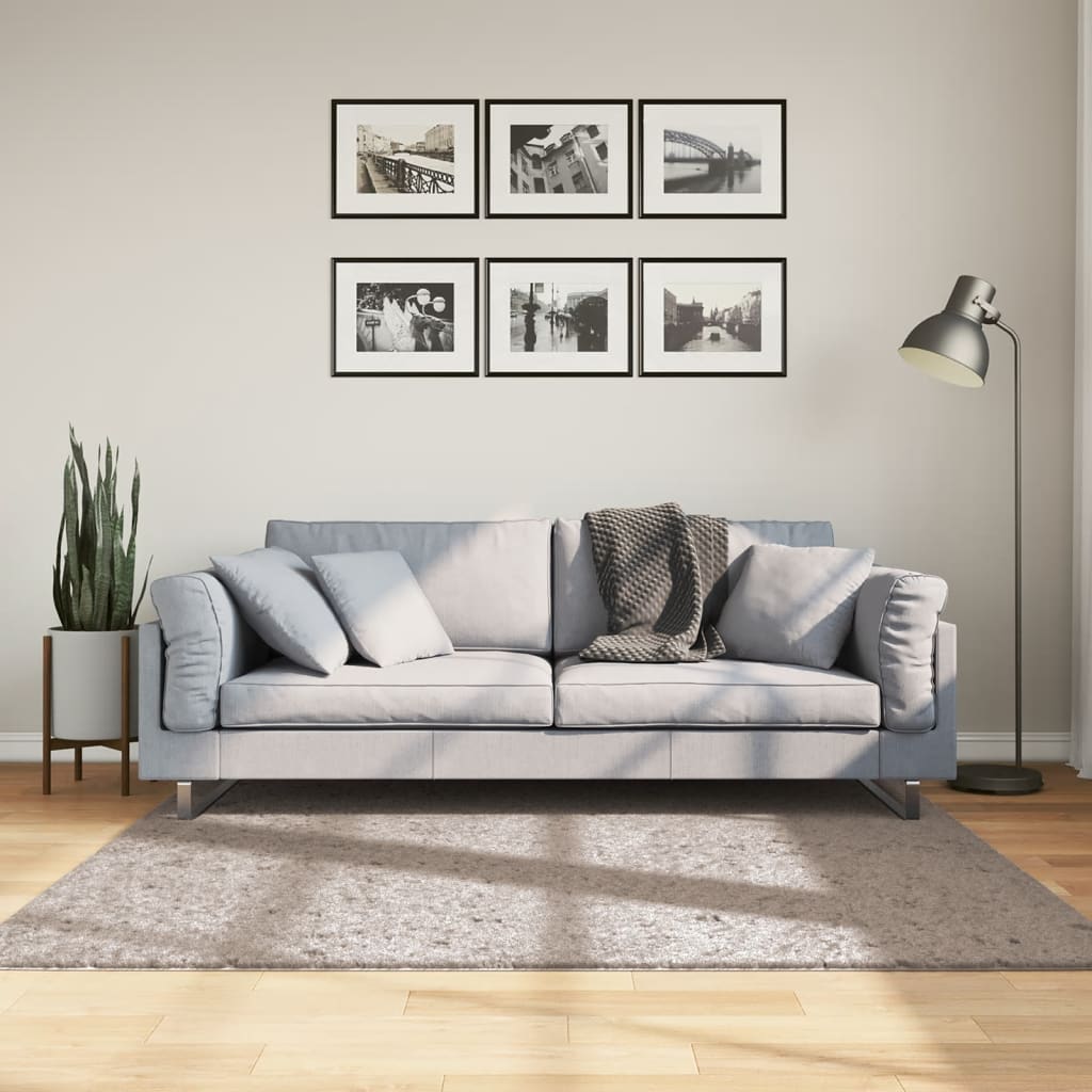 Tapis Shaggy Pamplona Poils Longs Moderne Beige-160 x 160 cm-La-Fabrique-Industrielle