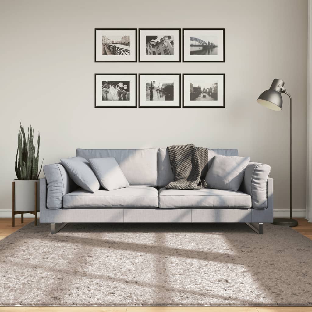 Tapis Shaggy Pamplona Poils Longs Moderne Beige-200 x 200 cm-La-Fabrique-Industrielle