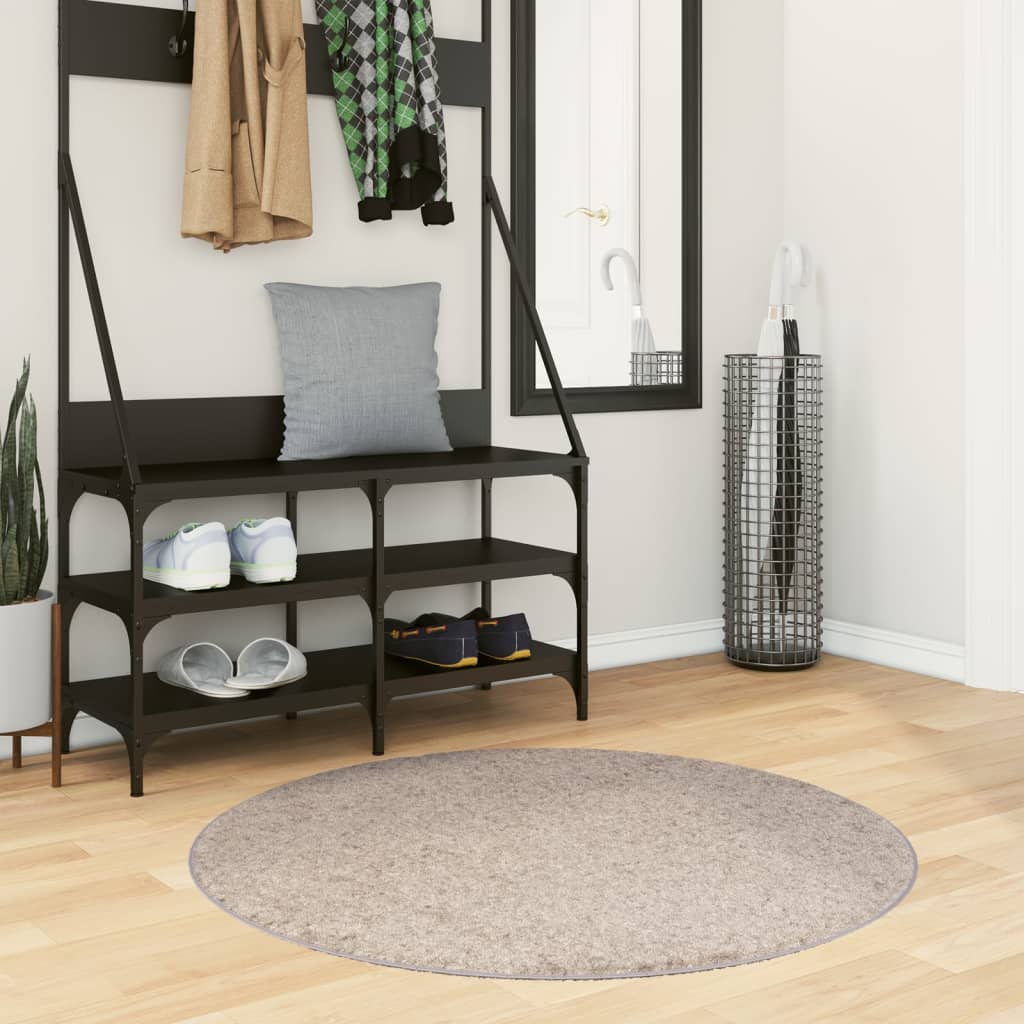 Tapis Shaggy Pamplona Poils Longs Moderne Beige-Ø 100 cm-La-Fabrique-Industrielle