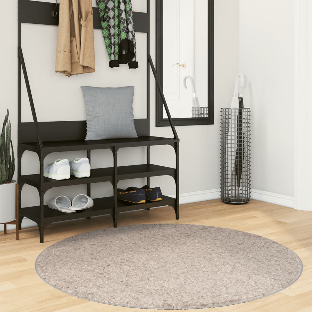 Tapis Shaggy Pamplona Poils Longs Moderne Beige-Ø 120 cm-La-Fabrique-Industrielle