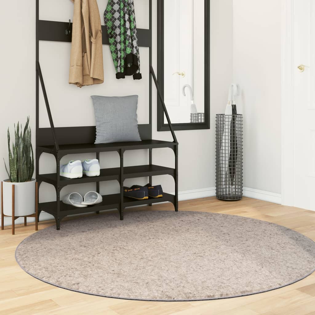 Tapis Shaggy Pamplona Poils Longs Moderne Beige-Ø 160 cm-La-Fabrique-Industrielle