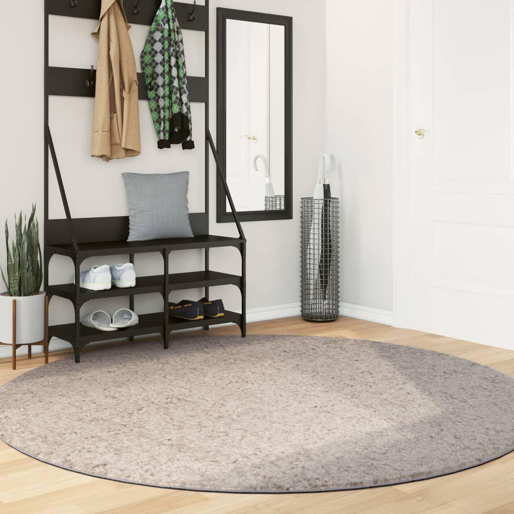 Tapis Shaggy Pamplona Poils Longs Moderne Beige-Ø 200 cm-La-Fabrique-Industrielle