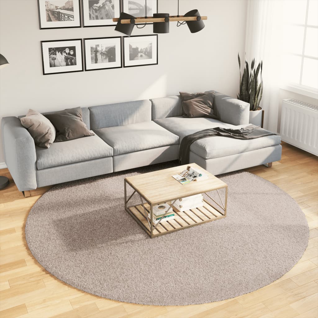 Tapis Shaggy Pamplona Poils Longs Moderne Beige-Ø 240 cm-La-Fabrique-Industrielle