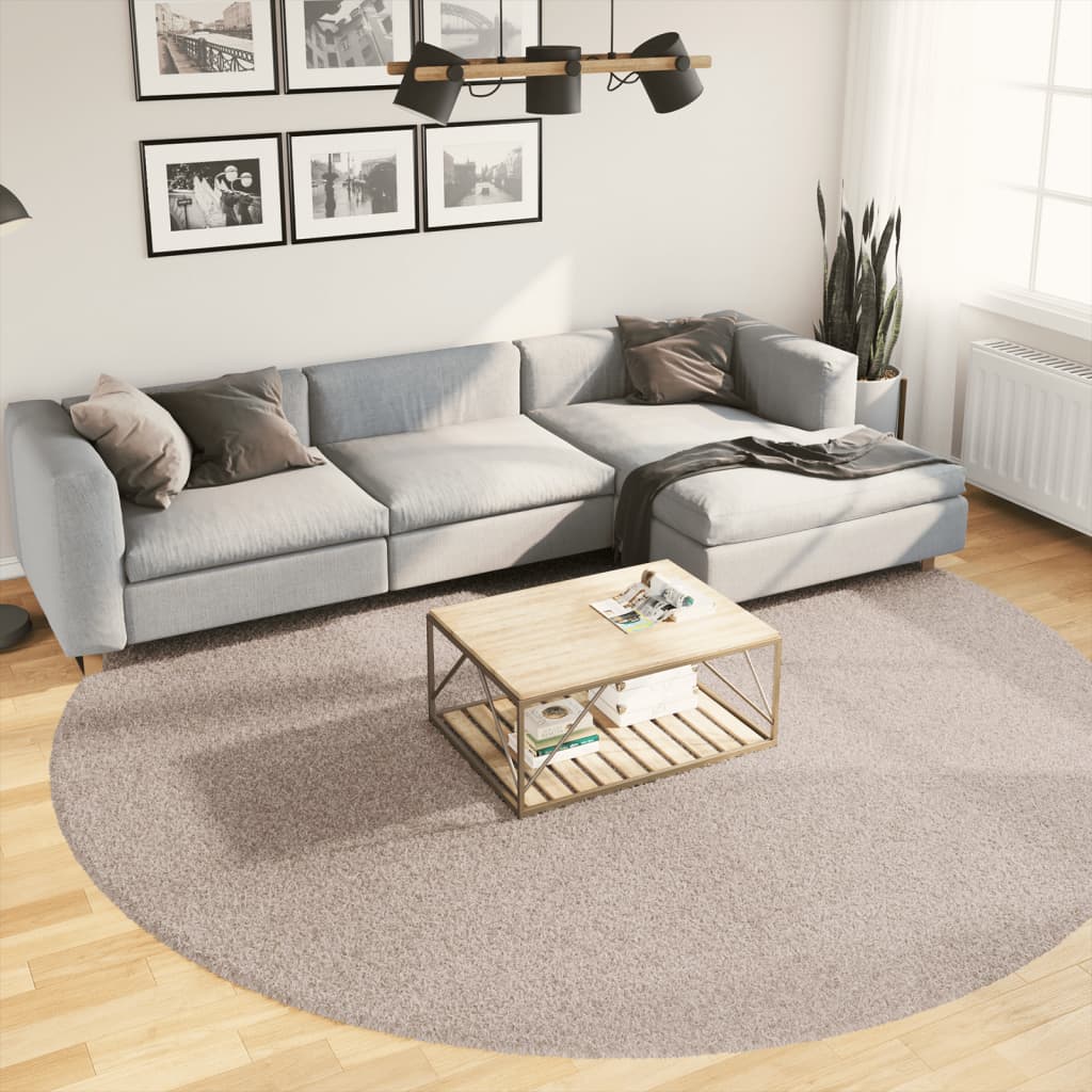 Tapis Shaggy Pamplona Poils Longs Moderne Beige-Ø 280 cm-La-Fabrique-Industrielle