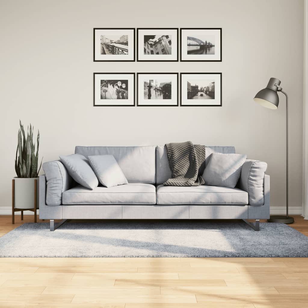 Tapis Shaggy Pamplona Poils Longs Moderne Bleu-100 x 200 cm-La-Fabrique-Industrielle