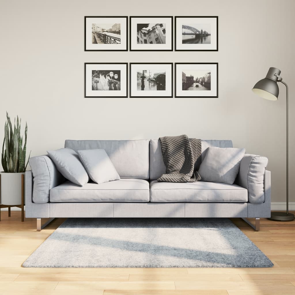Tapis Shaggy Pamplona Poils Longs Moderne Bleu-120 x 120 cm-La-Fabrique-Industrielle