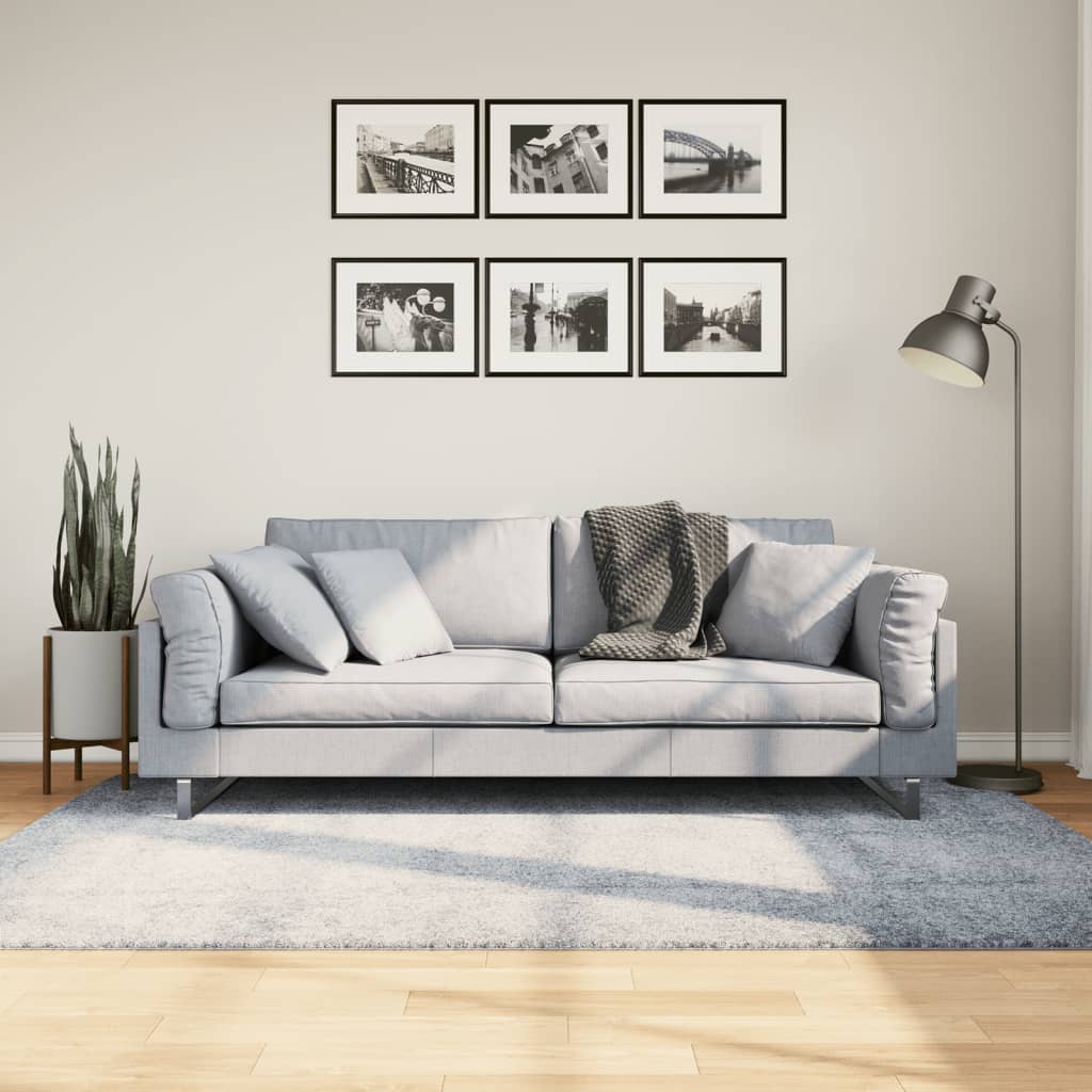 Tapis Shaggy Pamplona Poils Longs Moderne Bleu-140 x 200 cm-La-Fabrique-Industrielle