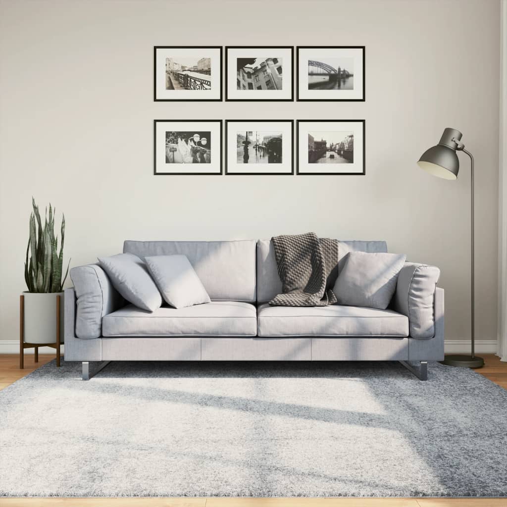 Tapis Shaggy Pamplona Poils Longs Moderne Bleu-200 x 200 cm-La-Fabrique-Industrielle