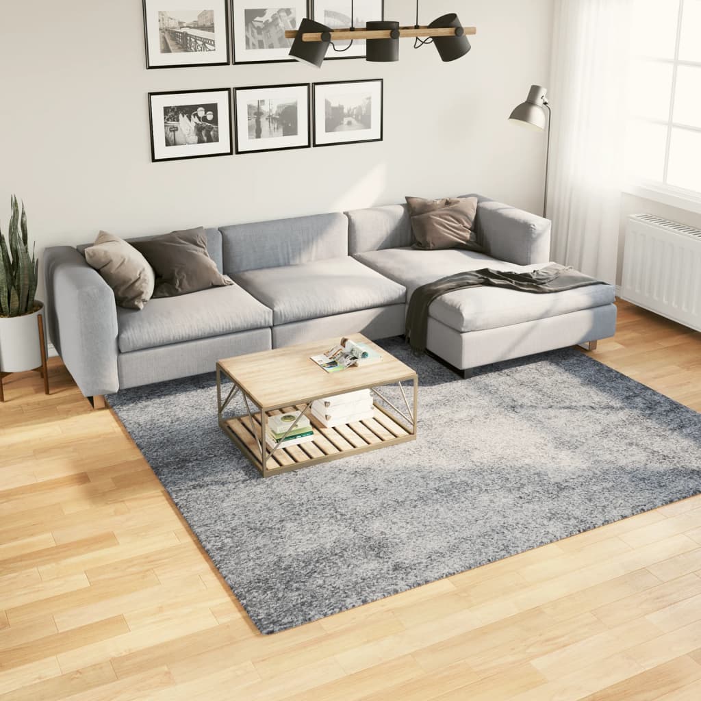 Tapis Shaggy Pamplona Poils Longs Moderne Bleu-240 x 240 cm-La-Fabrique-Industrielle