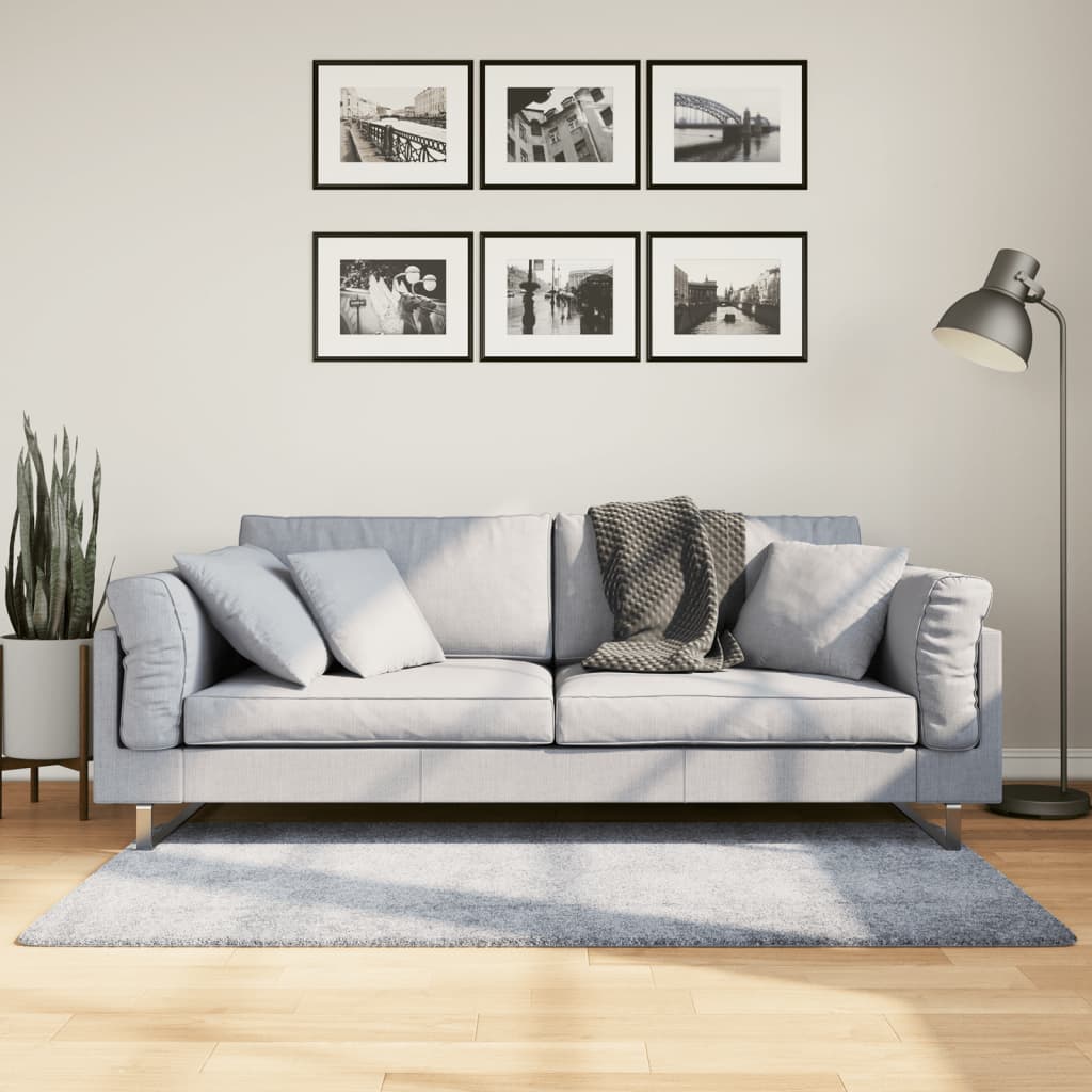 Tapis Shaggy Pamplona Poils Longs Moderne Bleu-80 x 150 cm-La-Fabrique-Industrielle