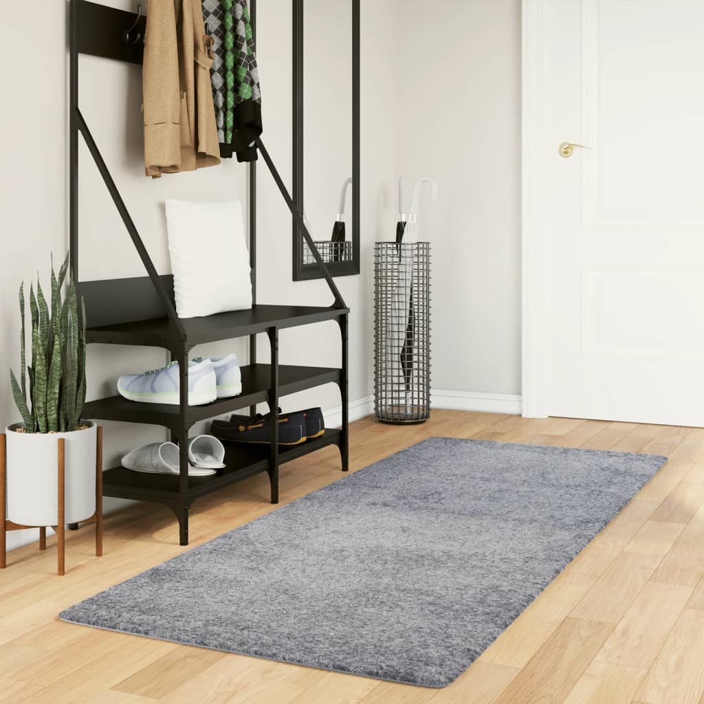 Tapis Shaggy Pamplona Poils Longs Moderne Bleu-80 x 200 cm-La-Fabrique-Industrielle