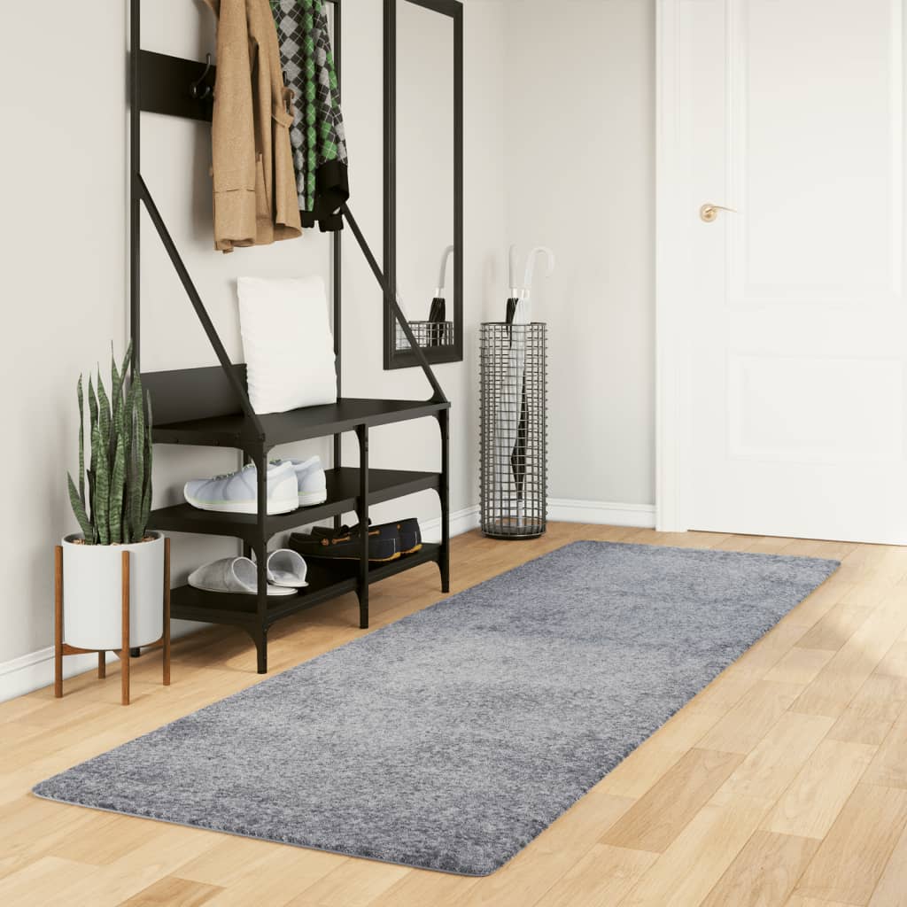 Tapis Shaggy Pamplona Poils Longs Moderne Bleu-80 x 250 cm-La-Fabrique-Industrielle