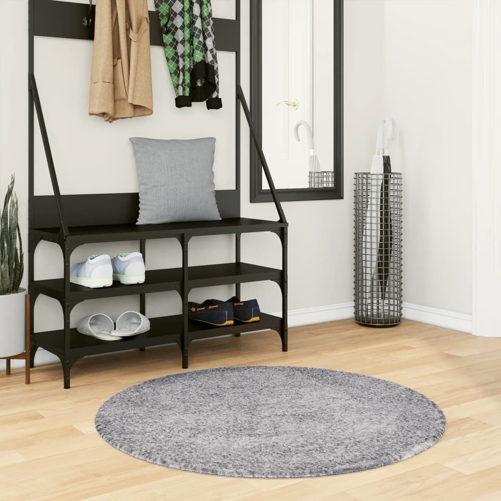Tapis Shaggy Pamplona Poils Longs Moderne Bleu-Ø 100 cm-La-Fabrique-Industrielle