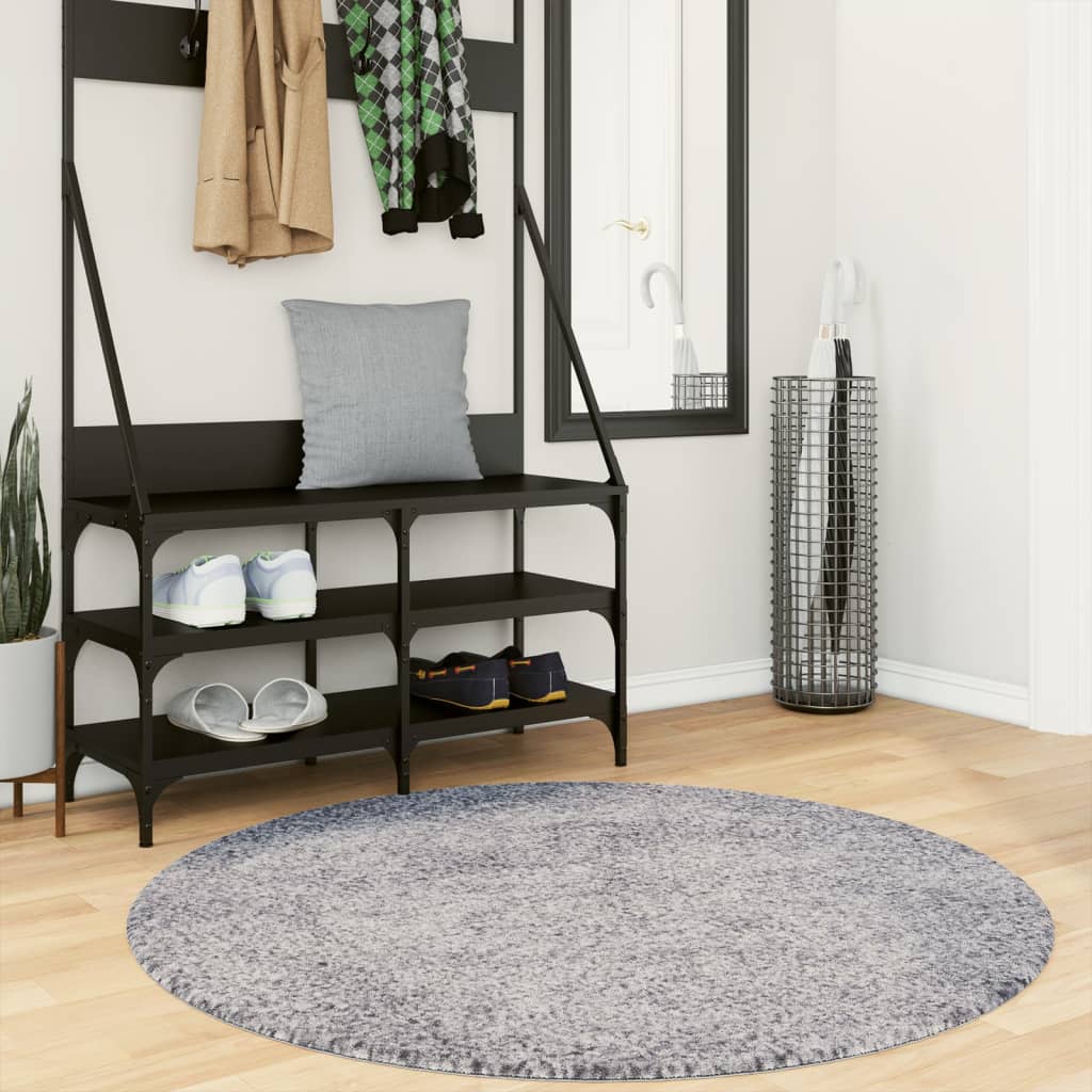 Tapis Shaggy Pamplona Poils Longs Moderne Bleu-Ø 120 cm-La-Fabrique-Industrielle
