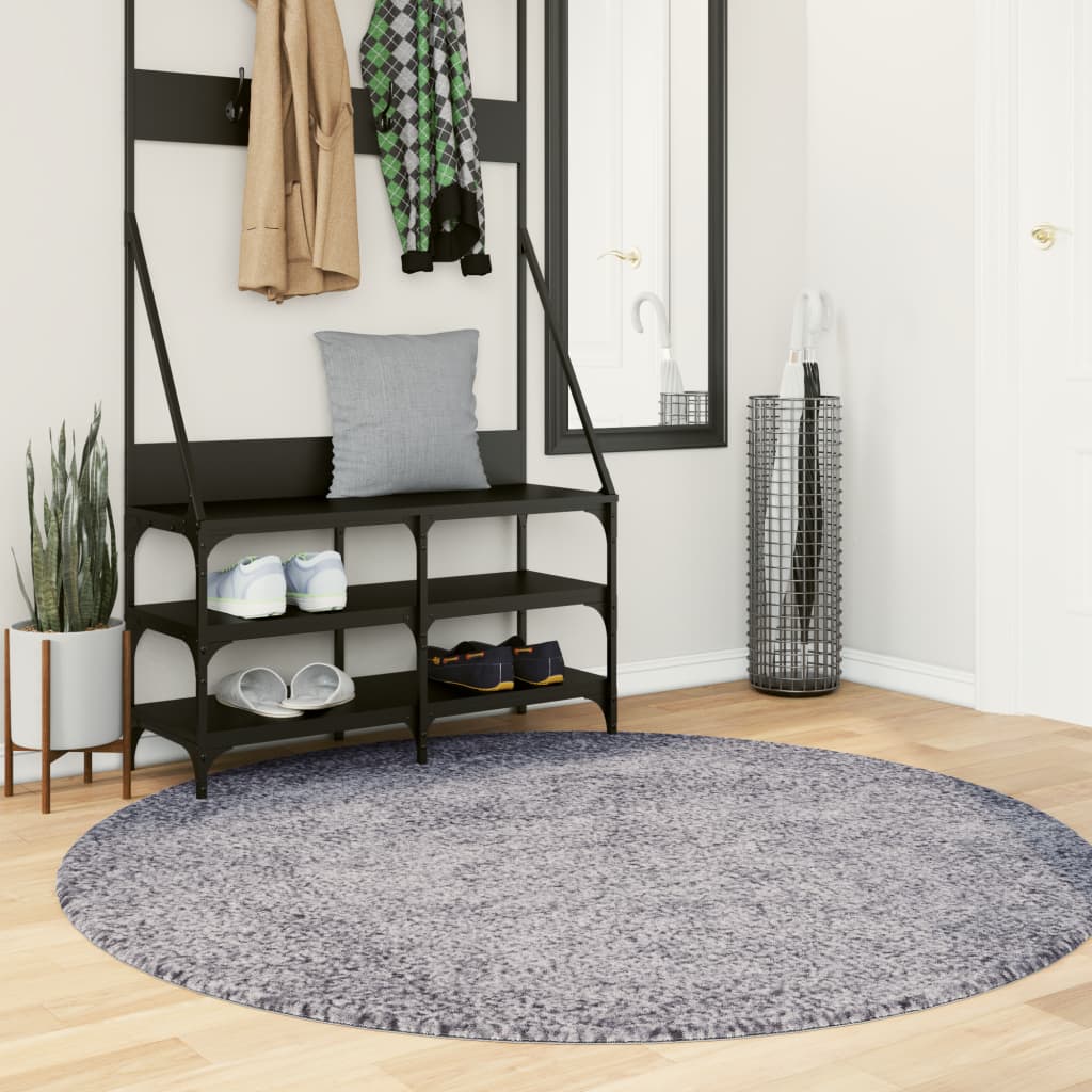 Tapis Shaggy Pamplona Poils Longs Moderne Bleu-Ø 200 cm-La-Fabrique-Industrielle