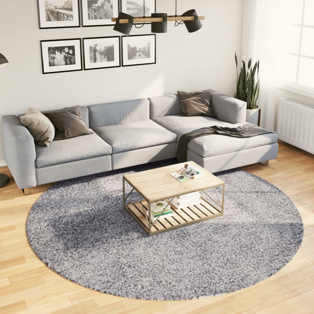 Tapis Shaggy Pamplona Poils Longs Moderne Bleu-Ø 240 cm-La-Fabrique-Industrielle