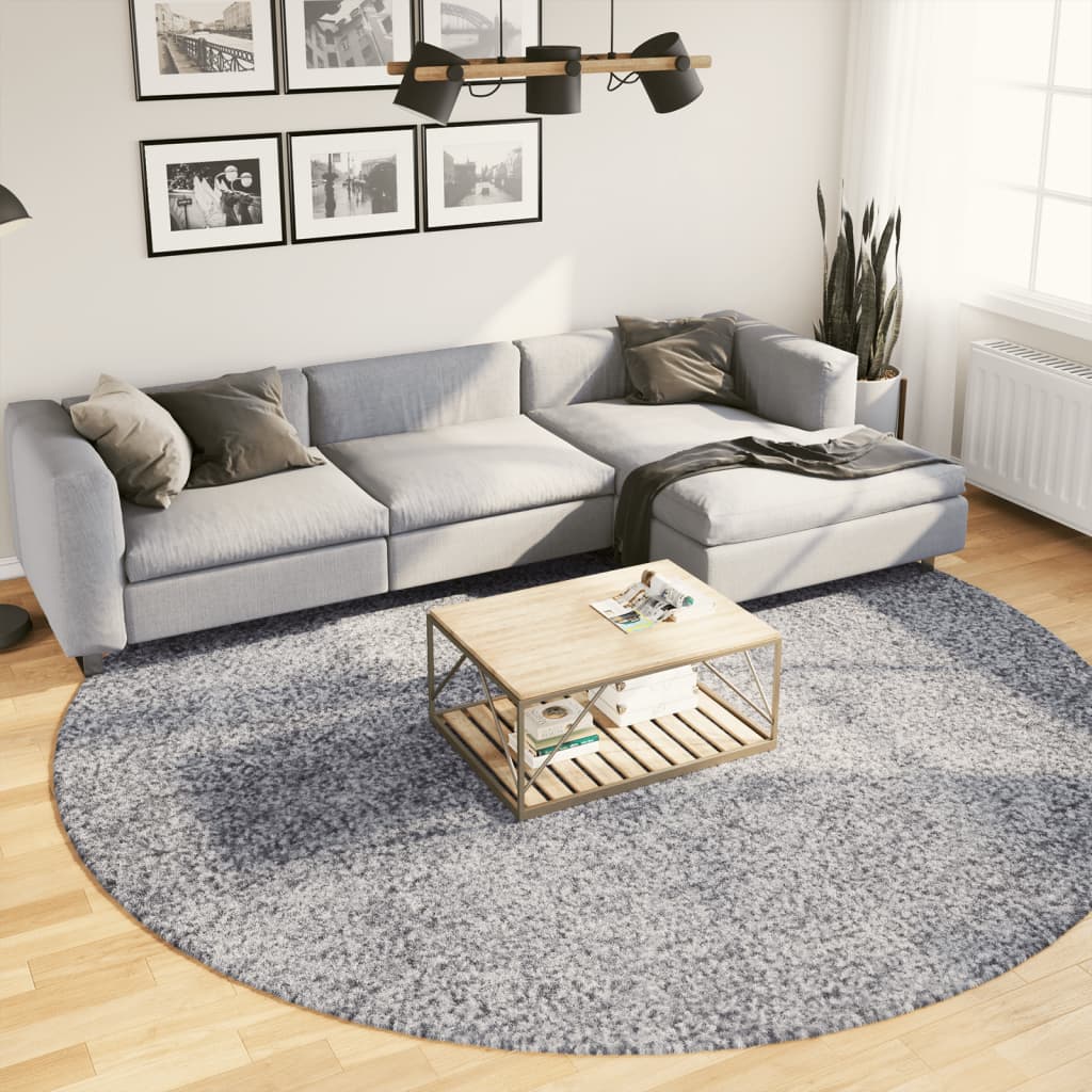 Tapis Shaggy Pamplona Poils Longs Moderne Bleu-Ø 280 cm-La-Fabrique-Industrielle