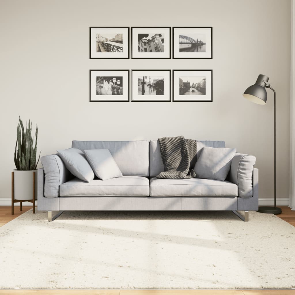 Tapis Shaggy Pamplona Poils Longs Moderne Crème-200 x 200 cm-La-Fabrique-Industrielle
