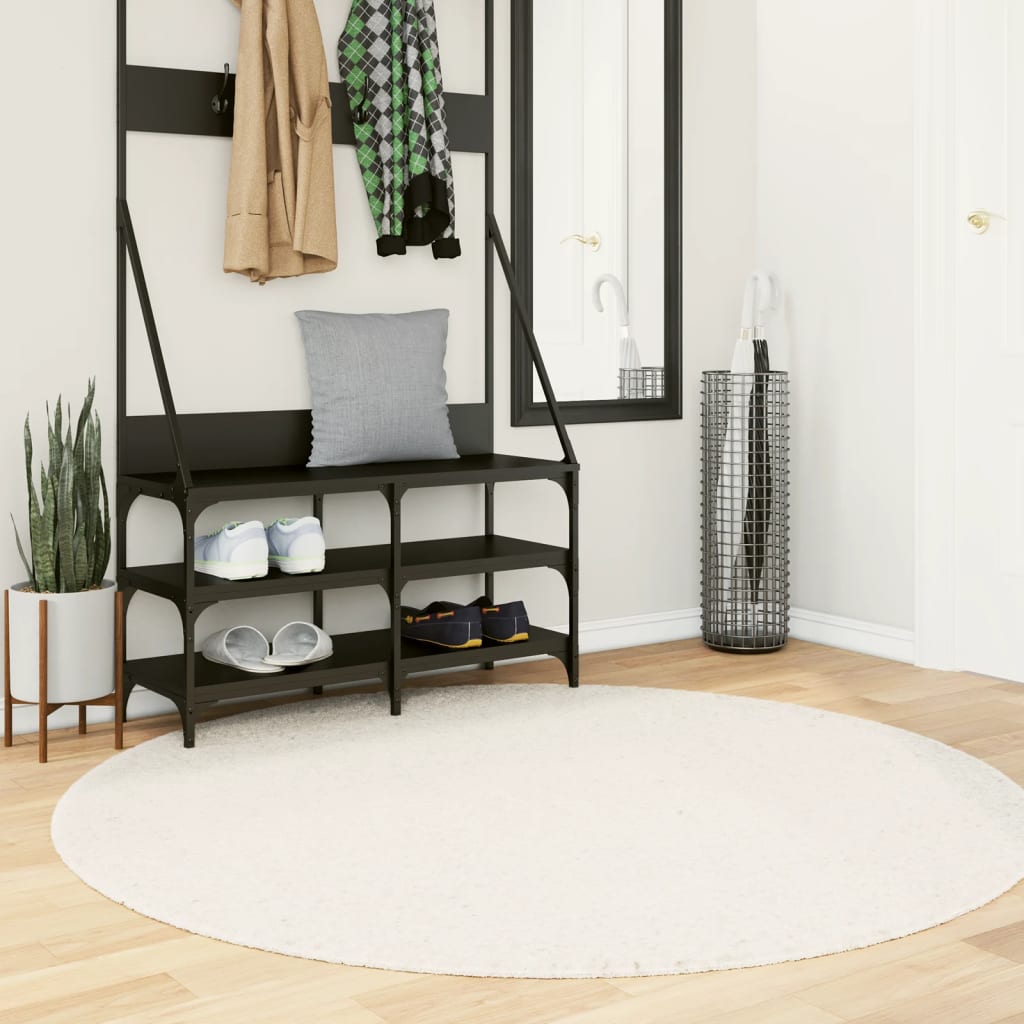 Tapis Shaggy Pamplona Poils Longs Moderne Crème-Ø 160 cm-La-Fabrique-Industrielle
