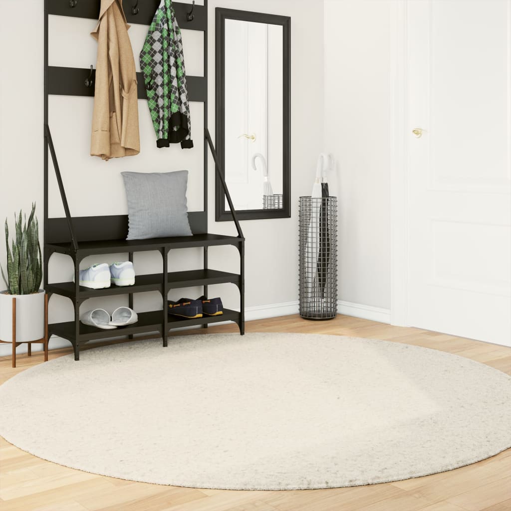 Tapis Shaggy Pamplona Poils Longs Moderne Crème-Ø 200 cm-La-Fabrique-Industrielle