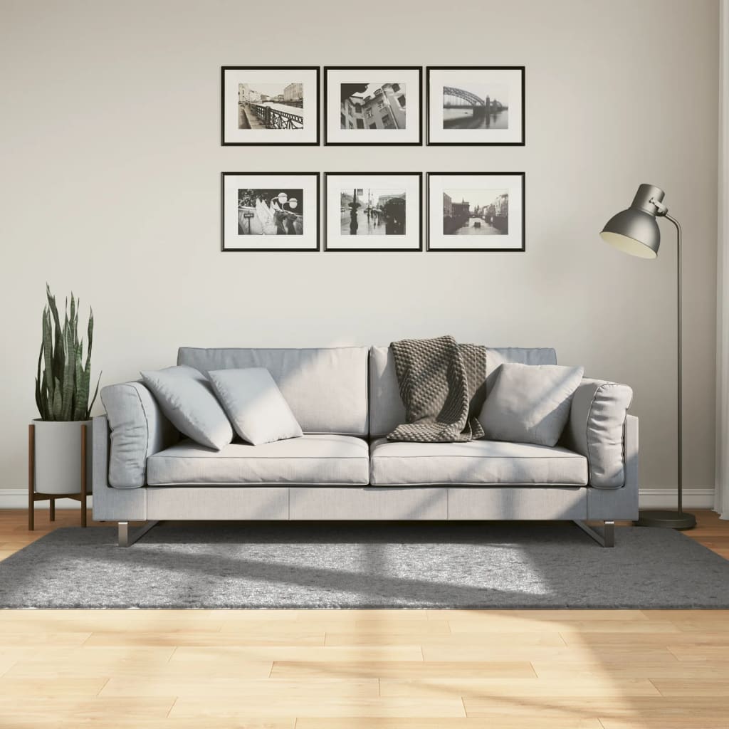 Tapis Shaggy Pamplona Poils Longs Moderne Gris-100 x 200 cm-La-Fabrique-Industrielle