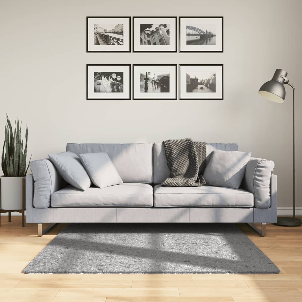 Tapis Shaggy Pamplona Poils Longs Moderne Gris-120 x 120 cm-La-Fabrique-Industrielle