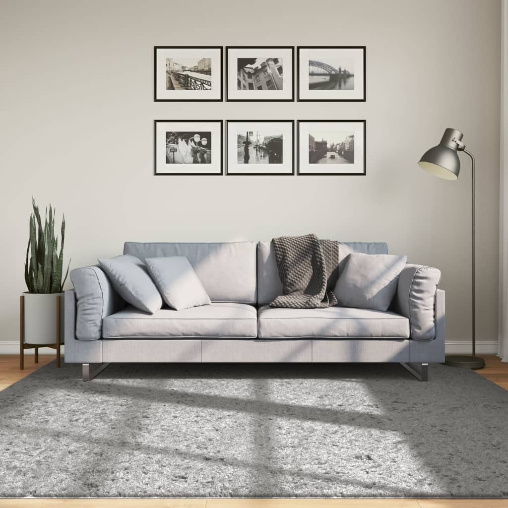 Tapis Shaggy Pamplona Poils Longs Moderne Gris-200 x 200 cm-La-Fabrique-Industrielle