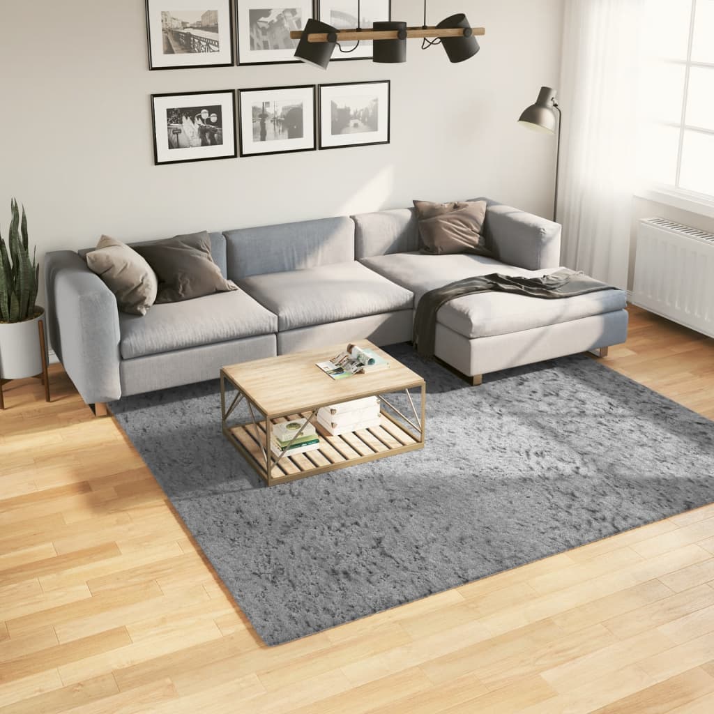 Tapis Shaggy Pamplona Poils Longs Moderne Gris-240 x 240 cm-La-Fabrique-Industrielle