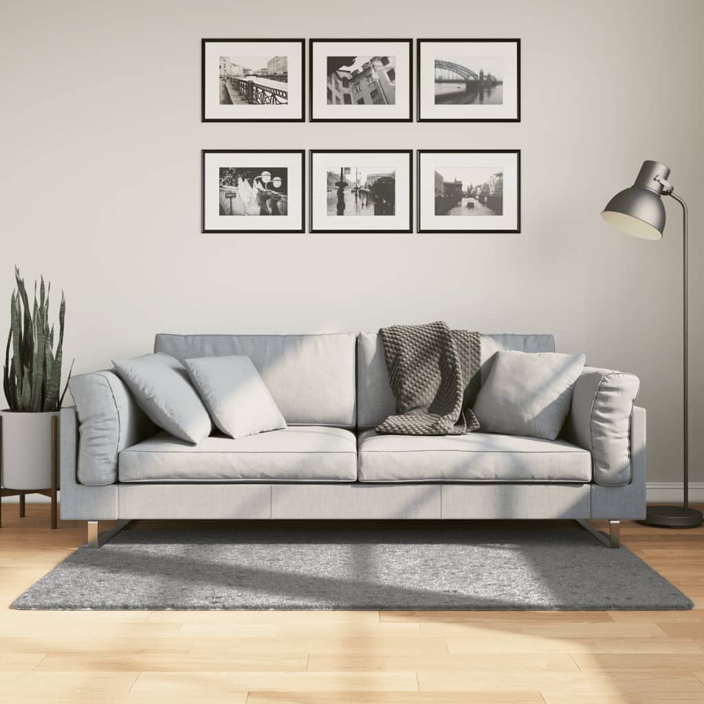 Tapis Shaggy Pamplona Poils Longs Moderne Gris-80 x 150 cm-La-Fabrique-Industrielle