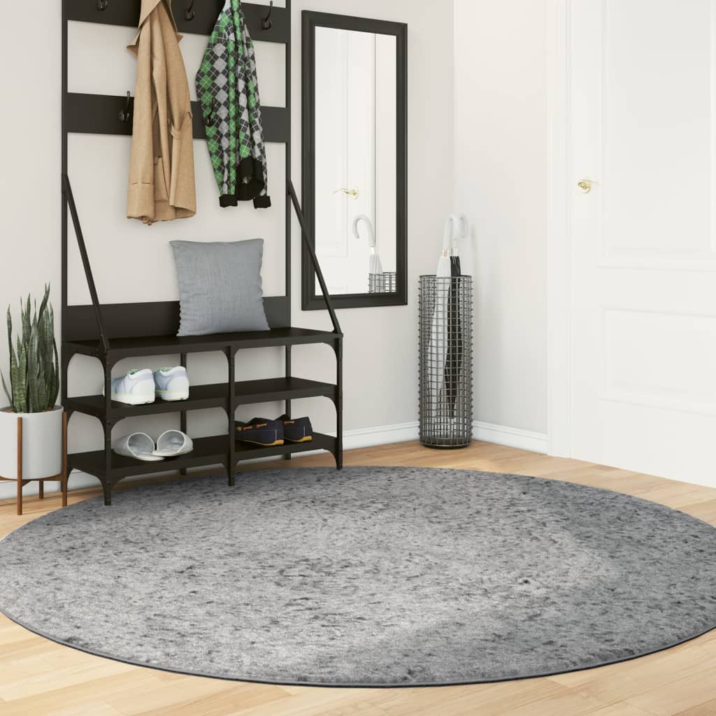 Tapis Shaggy Pamplona Poils Longs Moderne Gris-Ø 200 cm-La-Fabrique-Industrielle