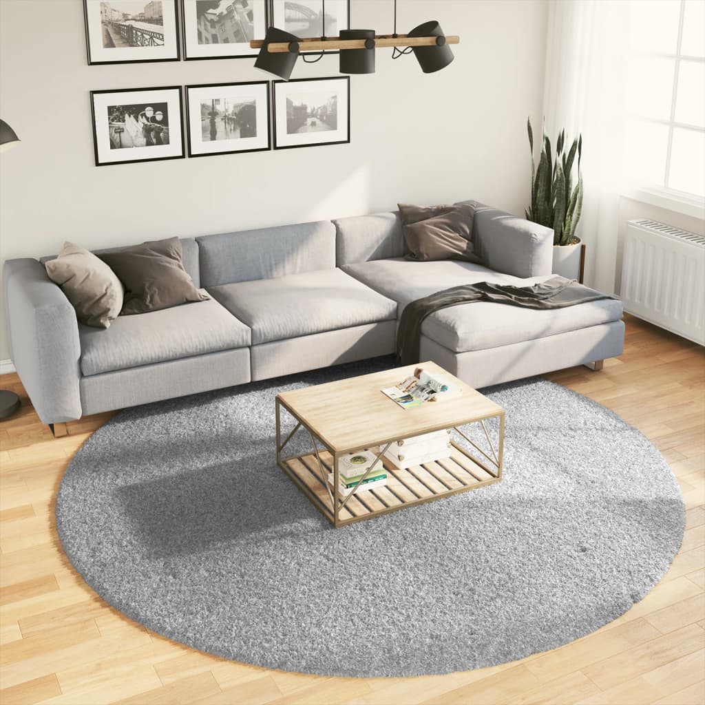 Tapis Shaggy Pamplona Poils Longs Moderne Gris-Ø 240 cm-La-Fabrique-Industrielle