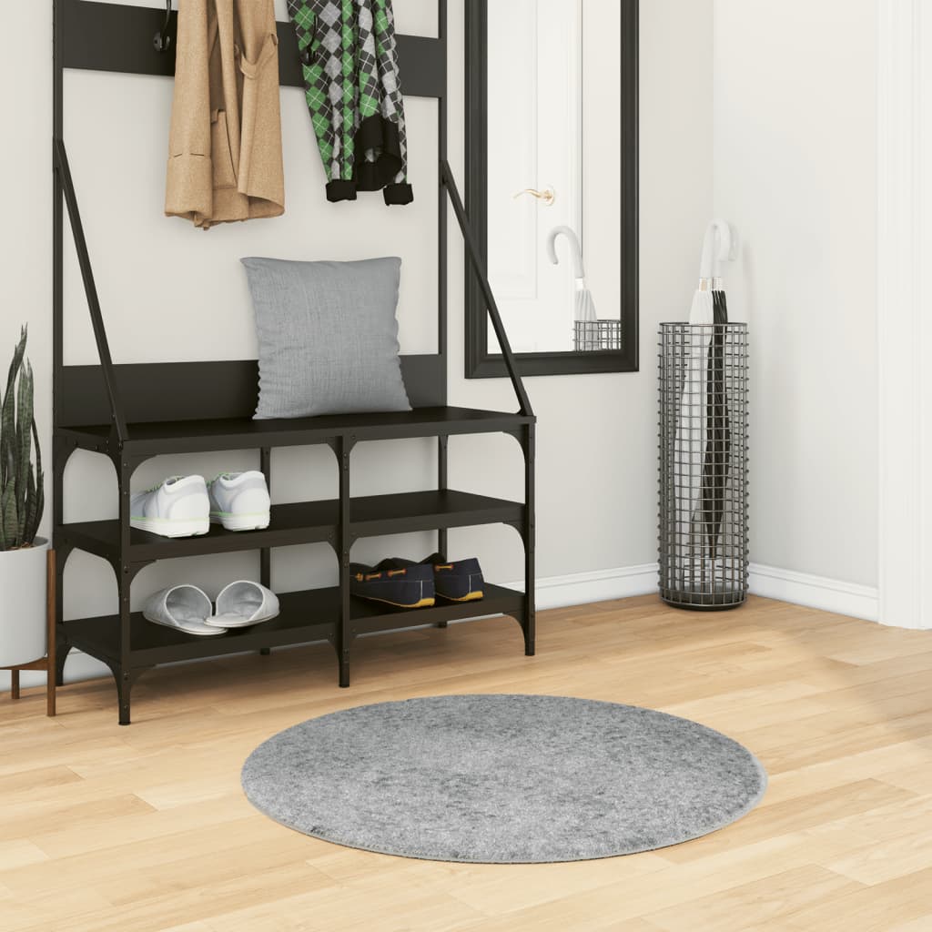 Tapis Shaggy Pamplona Poils Longs Moderne Gris-Ø 80 cm-La-Fabrique-Industrielle