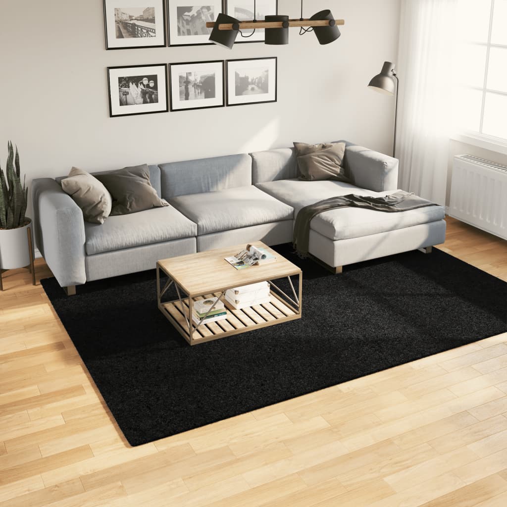 Tapis Shaggy Pamplona Poils Longs Moderne Noir-200 x 280 cm-La-Fabrique-Industrielle