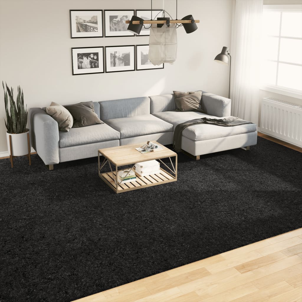 Tapis Shaggy Pamplona Poils Longs Moderne Noir-300 x 400 cm-La-Fabrique-Industrielle