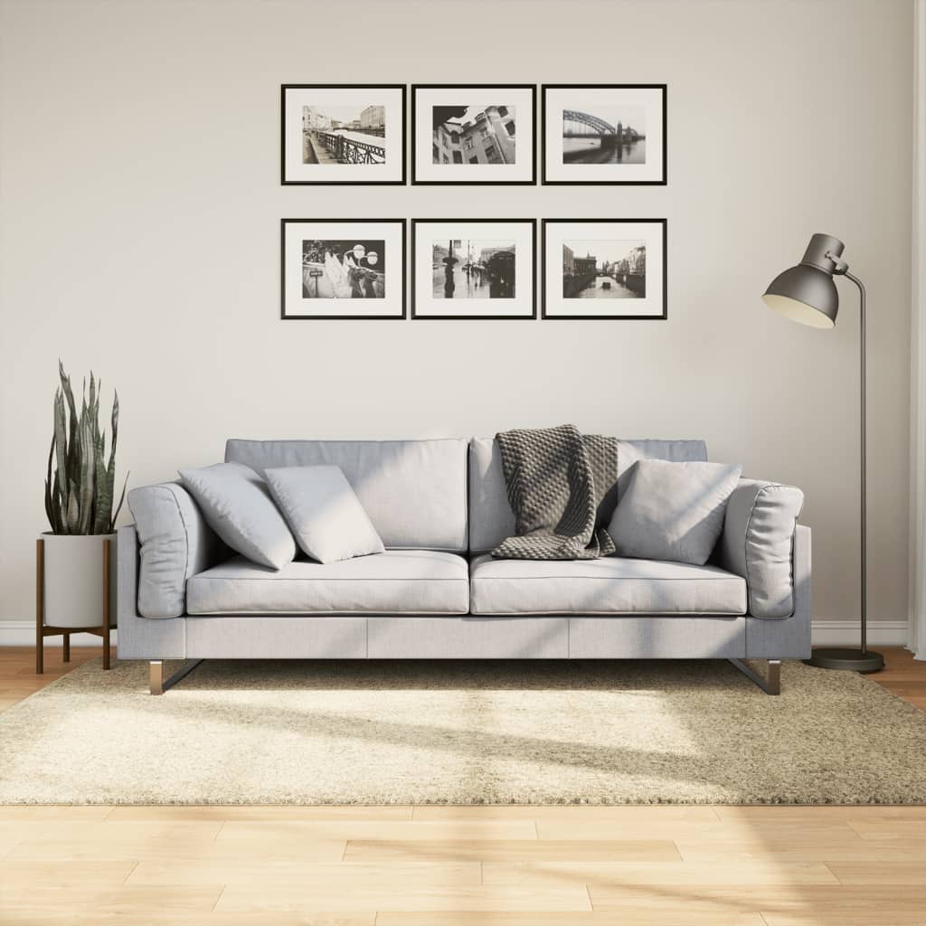 Tapis Shaggy Pamplona Poils Longs Moderne Ø 240 Cm Doré-140 x 200 cm-La-Fabrique-Industrielle