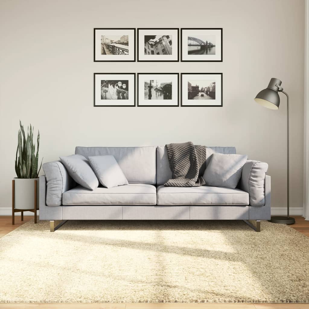 Tapis Shaggy Pamplona Poils Longs Moderne Ø 240 Cm Doré-200 x 200 cm-La-Fabrique-Industrielle